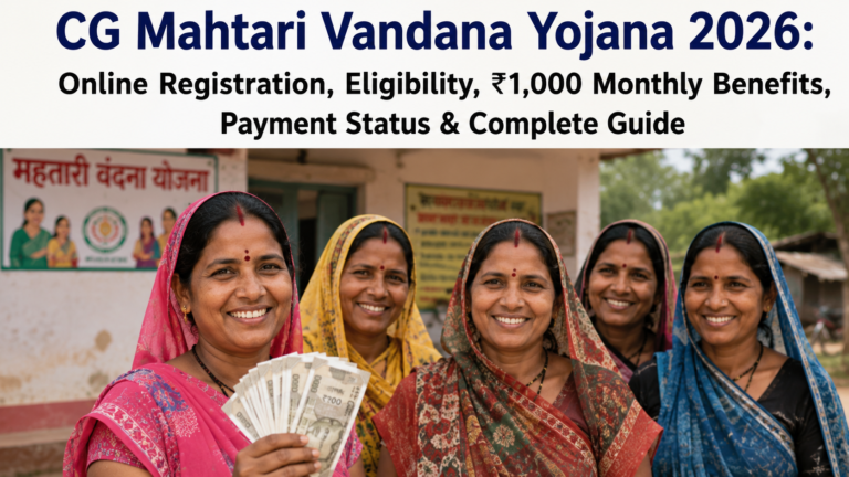 CG Mahtari Vandana Yojana 2026: Online Registration, Eligibility, ₹1,000 Monthly Benefits, Payment Status & Complete Guide