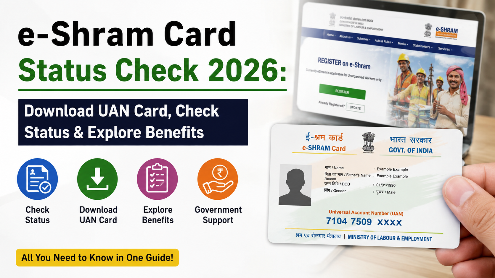 e-Shram Card Status Check 2026: Download UAN Card, Check Status & Explore Benefits