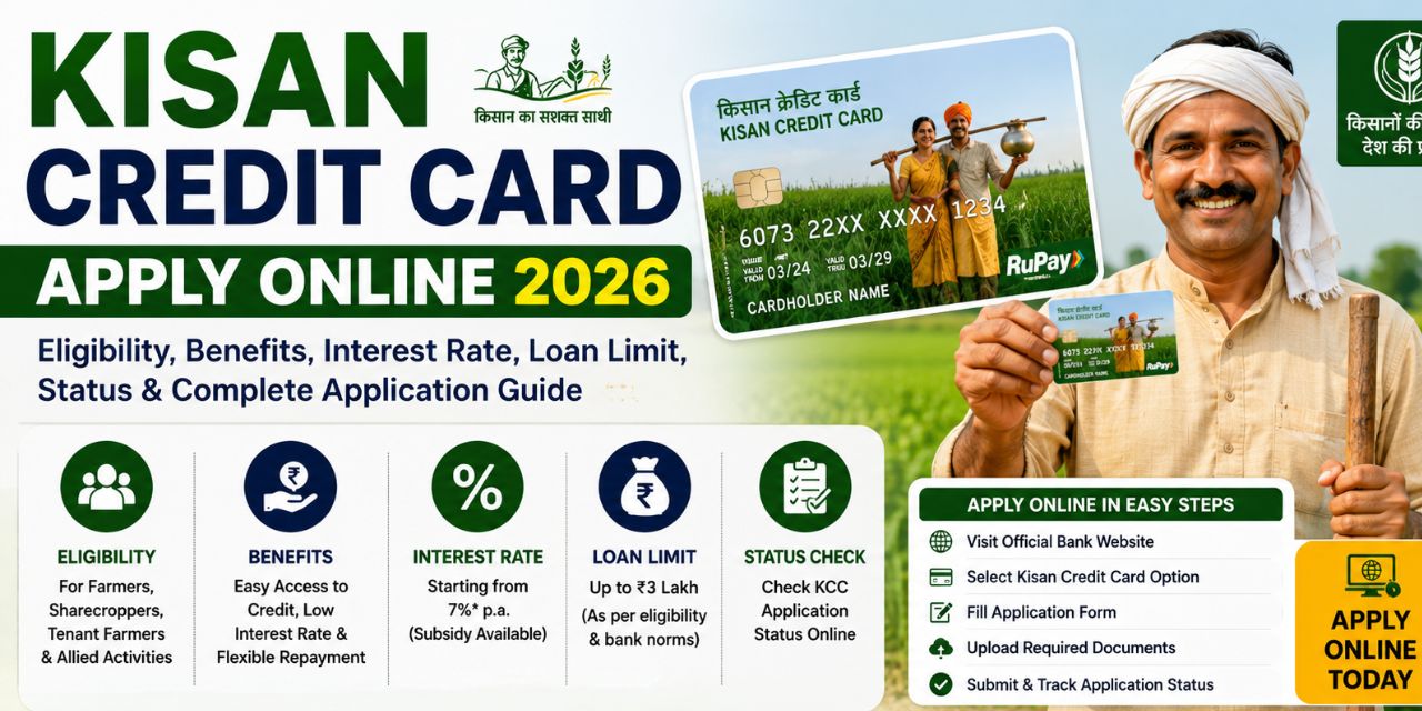 Kisan Credit Card Apply Online 2026: Eligibility, Benefits, Interest Rate, Loan Limit, Status & Complete Application Guide