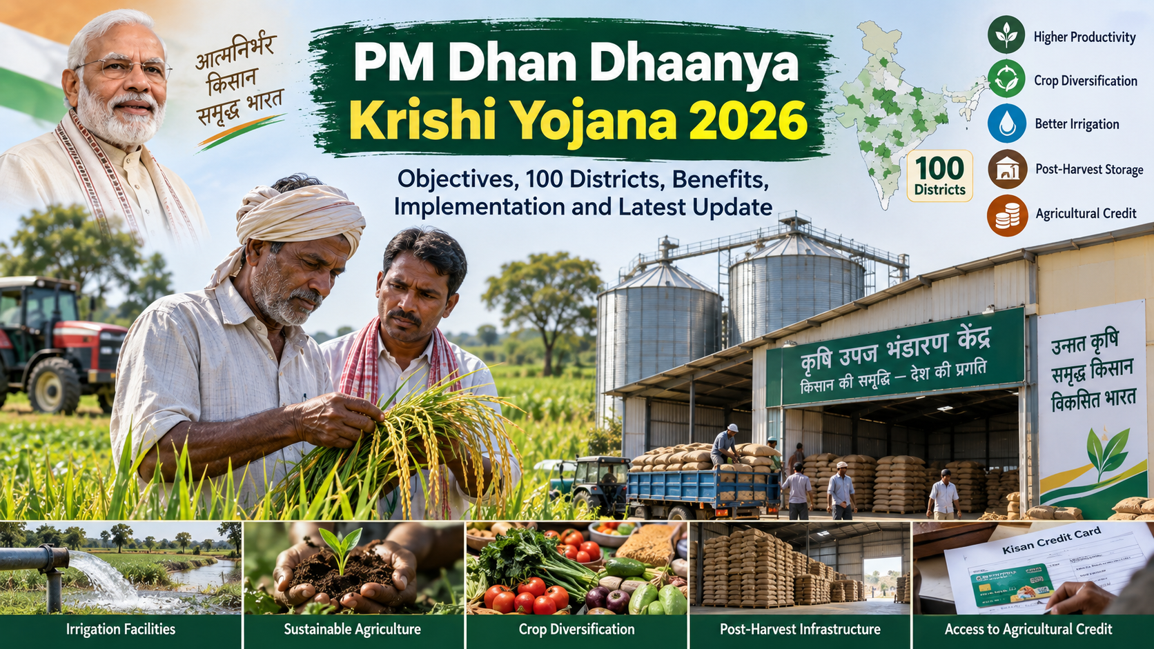 PM Dhan Dhaanya Krishi Yojana 2026: Objectives, 100 Districts, Benefits, Implementation and Latest Update