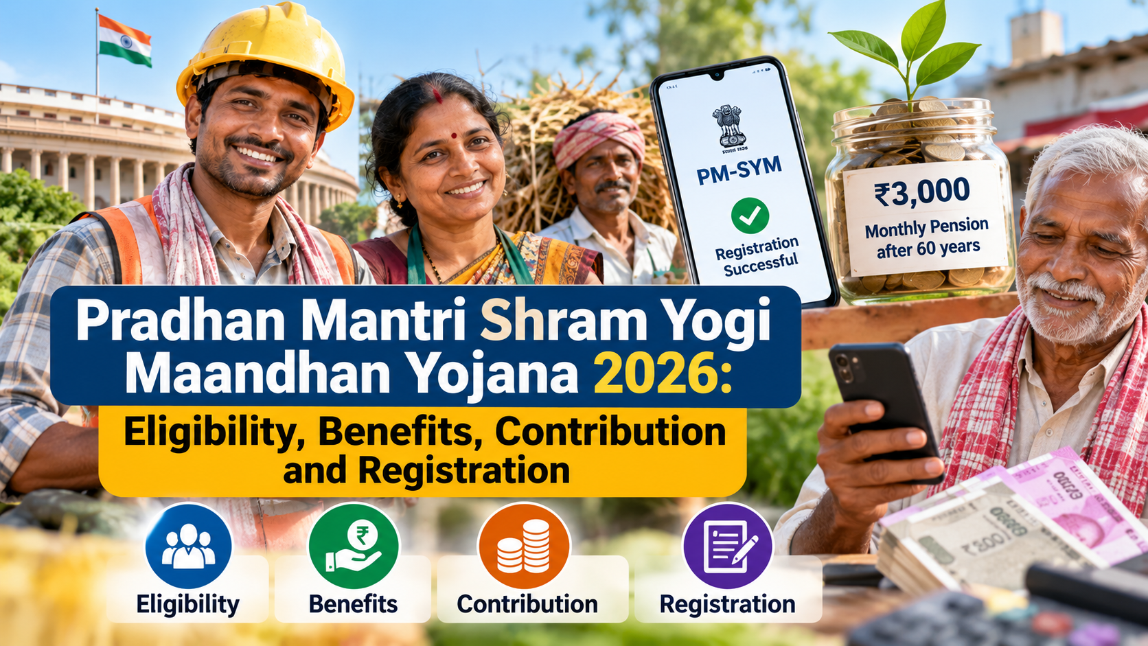 Pradhan Mantri Shram Yogi Maandhan Yojana 2026: Eligibility, Benefits, Contribution and Registration image