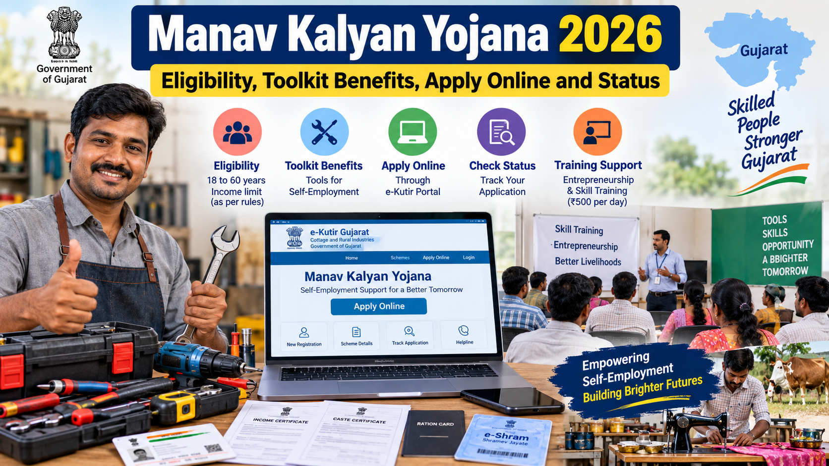 Manav Kalyan Yojana 2026 : Online Application, Status, Eligibility &Online Application, Status, Eligibility & Benefits Of Toolkit