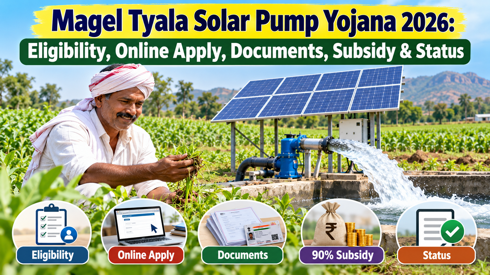 Magel Tyala Solar Pump Yojana 2026: Eligibility, Online Apply, Documents, Subsidy & Status