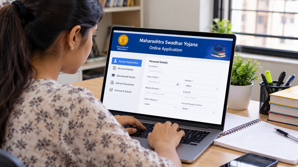 Student Filling Maharashtra Swadhar Form